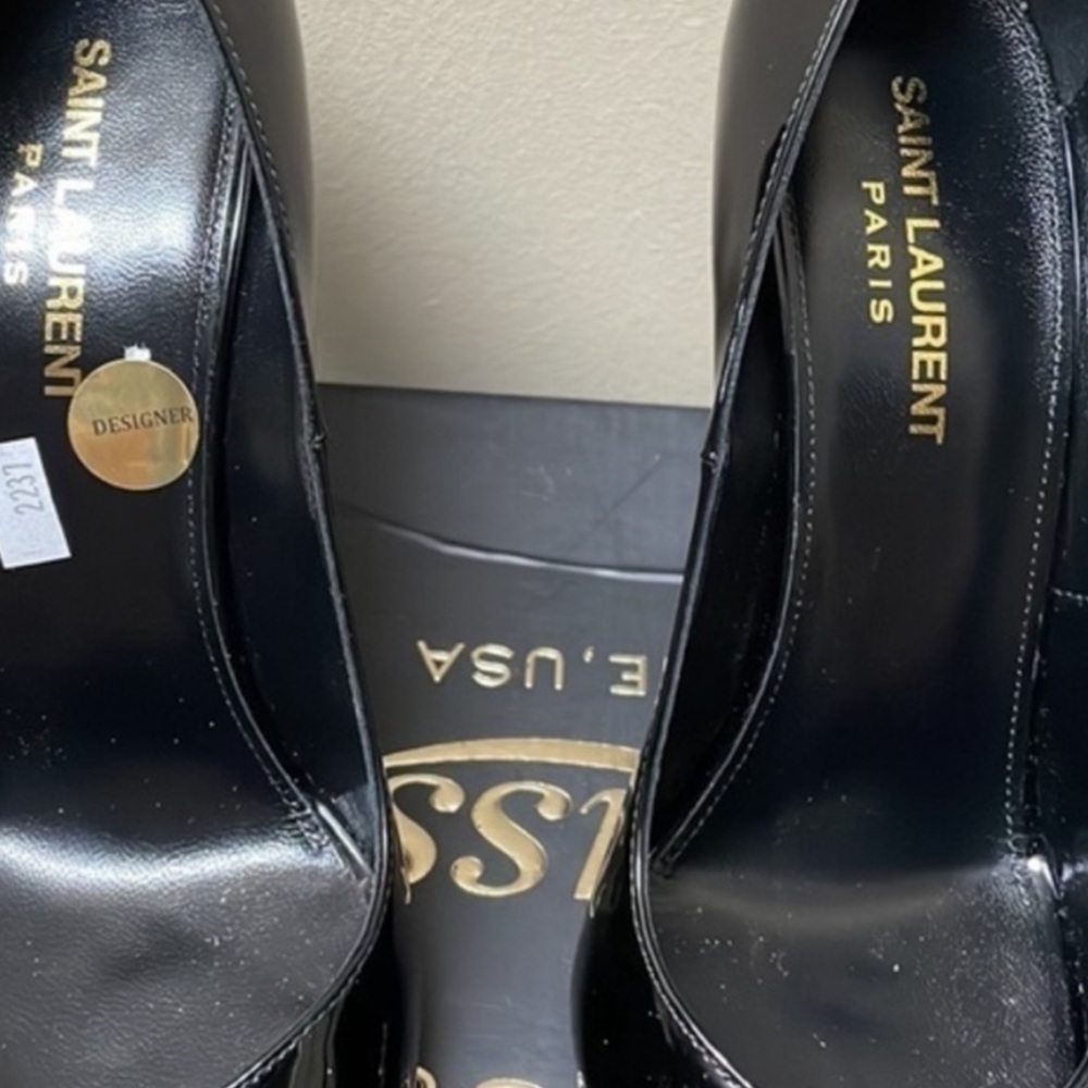 Saint Laurent Black Patent Leather Pointed-Toe Stiletto Pumps - Picture 5 of 11